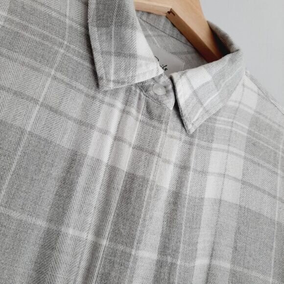 RAILS Plaid Shirt Tunic Dress Button Down Grey & White Sz XS - Picture 6 of 14